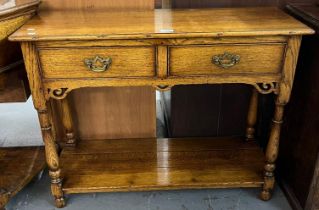 Tudor Oak Furniture, contemporary good quality oak dresser base, having two drawers with under