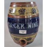 Doulton Lambeth stoneware barrel, 'Ginger Wine'. 25cm high approx. (B.P. 21% + VAT)