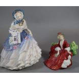 Two Royal Doulton English bone china figurines; 'Alice' HN3368 and 'Lydia' HN1908. (2) (B.P. 21% +