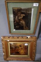 Later framed Crystoleum of a young woman in a landscape with owl together with another in