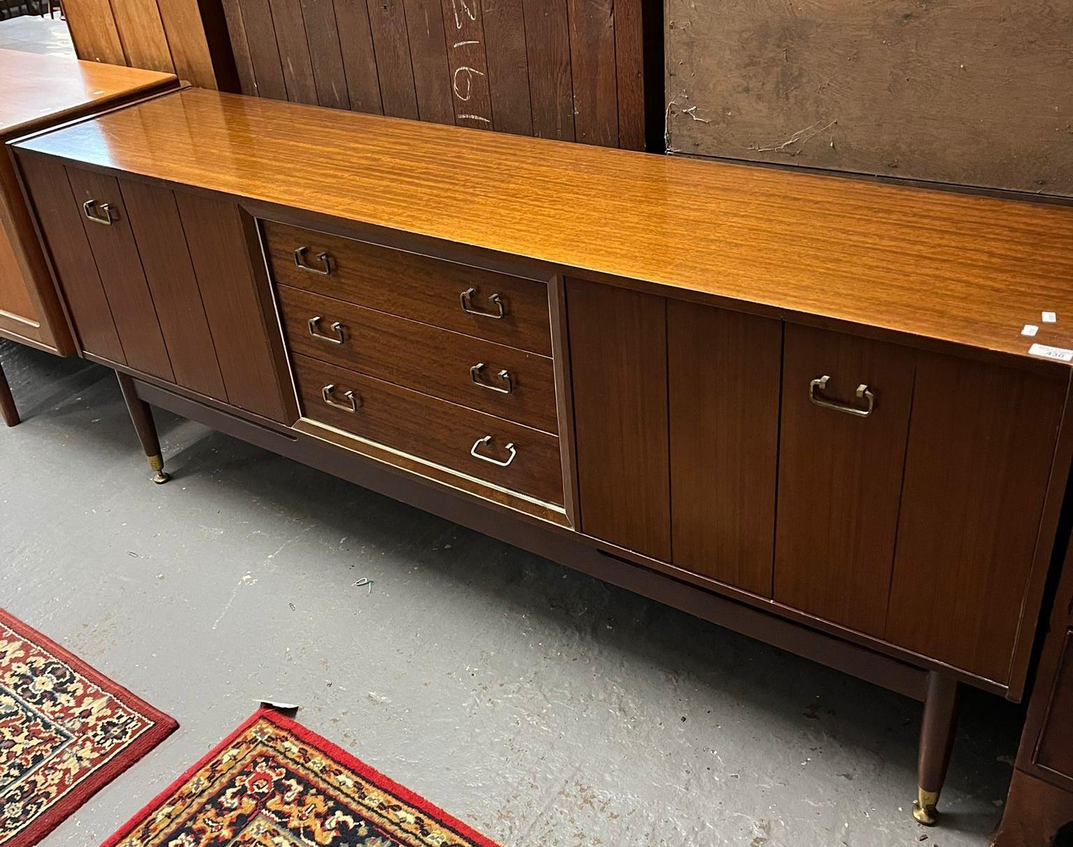 1960s/70s teak G-plan sideboard marked 'E G G-plan' to the bottom central drawer. 102cm long approx.