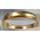 22ct gold wedding band. 3.2g approx. Size M. (B.P. 21% + VAT)