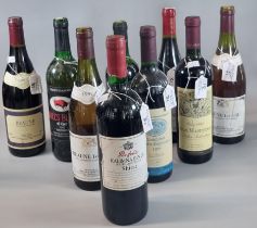 Collection of wine to include: Hungarian Bull's Blood, San Martino 1998, Marquise, Beaune Ler Cru