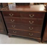 George III style mahogany straight front chest of two short and three long cock beaded drawers on