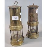 Two vintage brass miner's lamps. (2) (B.P. 21% + VAT)