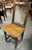 17th century oak convent/monastery nun's chair together with a pair of Victorian walnut serpentine
