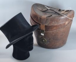 A. J. White Hatters and Cap Makers, vintage top hat in fitted leather case. (B.P. 21% + VAT)
