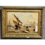 J T Davis, marine study with various vessels near cliffs, signed dated circa 1880 . Oils on