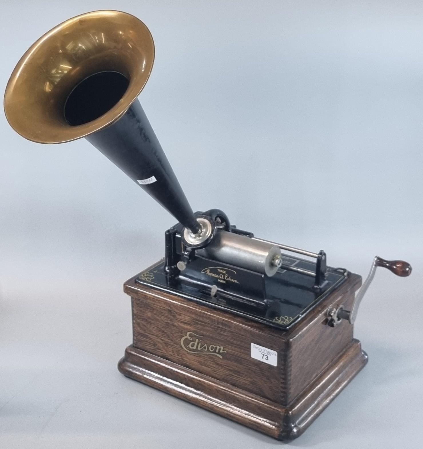 Vintage Edison Fireside phonograph serial number 26610, with horn. Cased. (B.P. 21% + VAT)