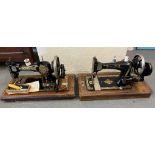 Two vintage cased sewing machines, Harris No.9 and Jones. (2) (B.P. 21% + VAT)