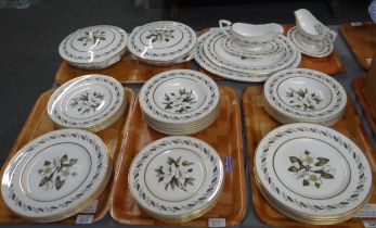 Five trays of Royal Worcester 'Bernina' design dinnerware to include: various plates, bowls,