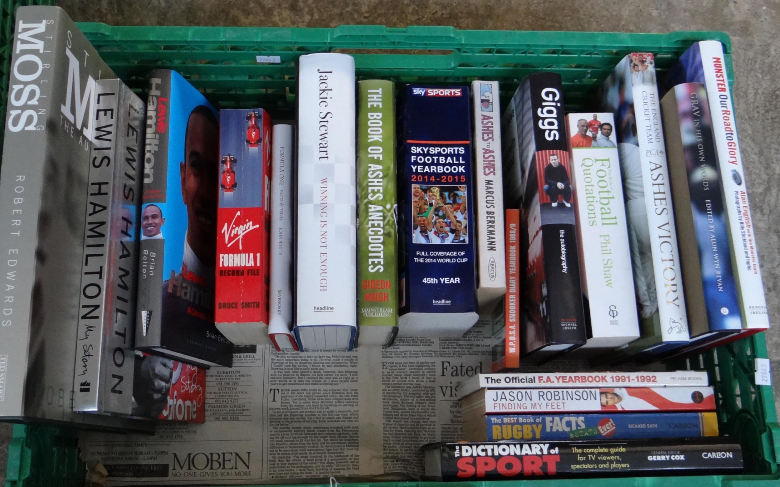 Collection of sporting books to include: Jackie Stewart; 'Winning is not enough', 'Ashes to