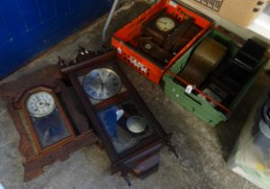 Collection of mantel and wall clocks, early 20th century and some modern. (B.P. 21% + VAT)