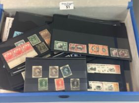 All World selection of mint and used stamps in blue boxfile, mostly on black cards and packets and