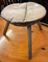19th century elm milking stool. (B.P. 21% + VAT)