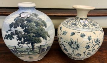 Large Royal Copenhagen Danish porcelain vase by Harald Henriksen, overall decorated with tree and