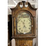 19th century oak case Welsh 30 hour long case clock, the face marked John Roberts Aberystwith, the