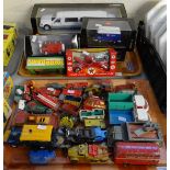 Tray of playworn diecast and other model vehicles to include: Dinky Toys, corgi etc. together with a