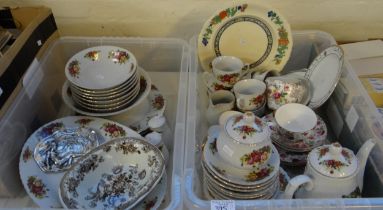 Two boxes of mostly china to include: Royal Norfolk rose design coffee ware with coffee pot,