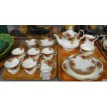 Two trays of Royal Albert 'Old Country Roses' design teaware to include: teacups and saucers,