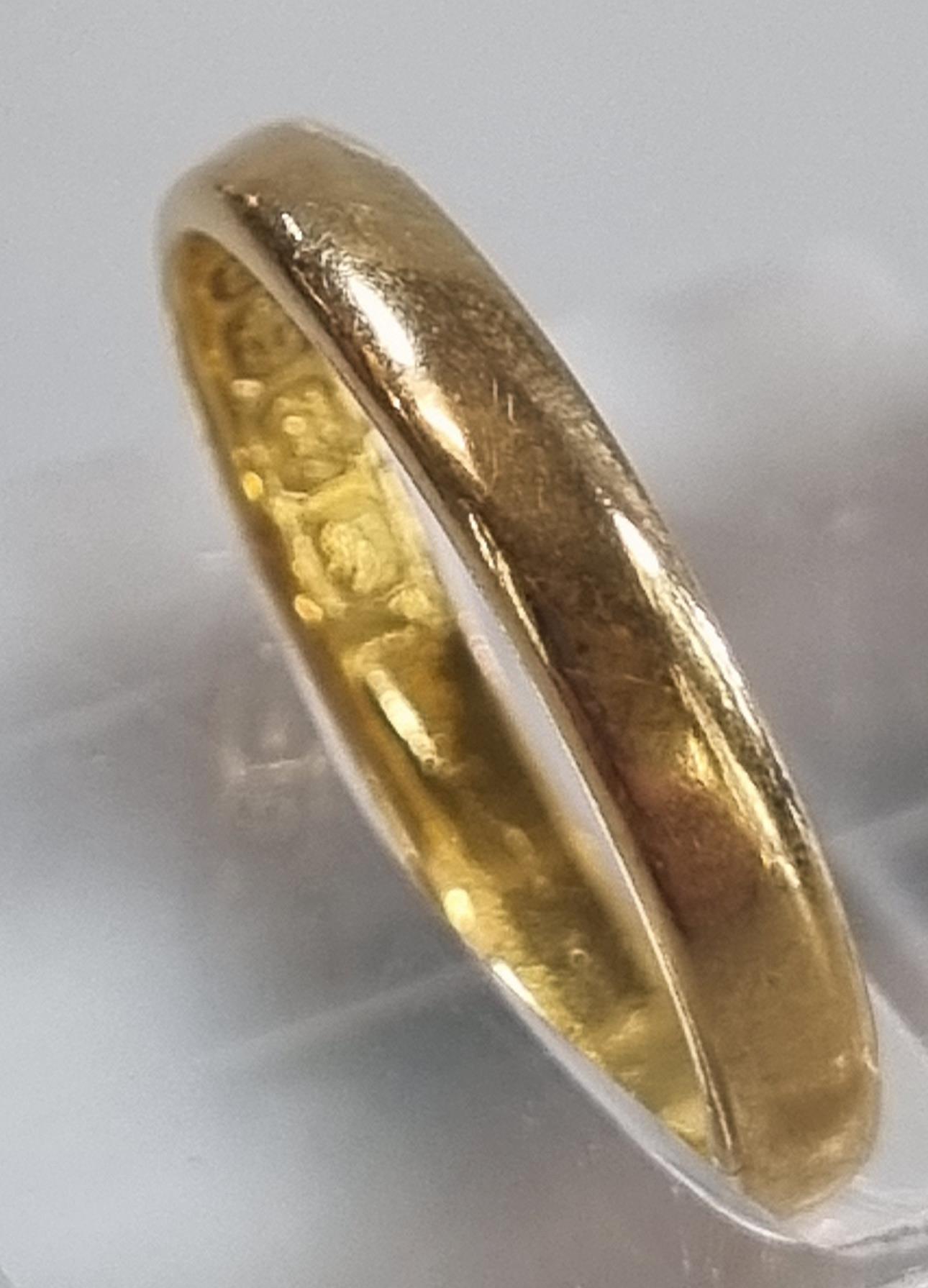 22ct gold wedding band. 2.8g approx. Size N. (B.P. 21% + VAT) - Image 2 of 4