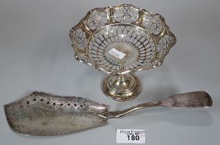 19th century Scottish silver fish server. Edinburgh hallmarks. 3.18 troy oz, together with a