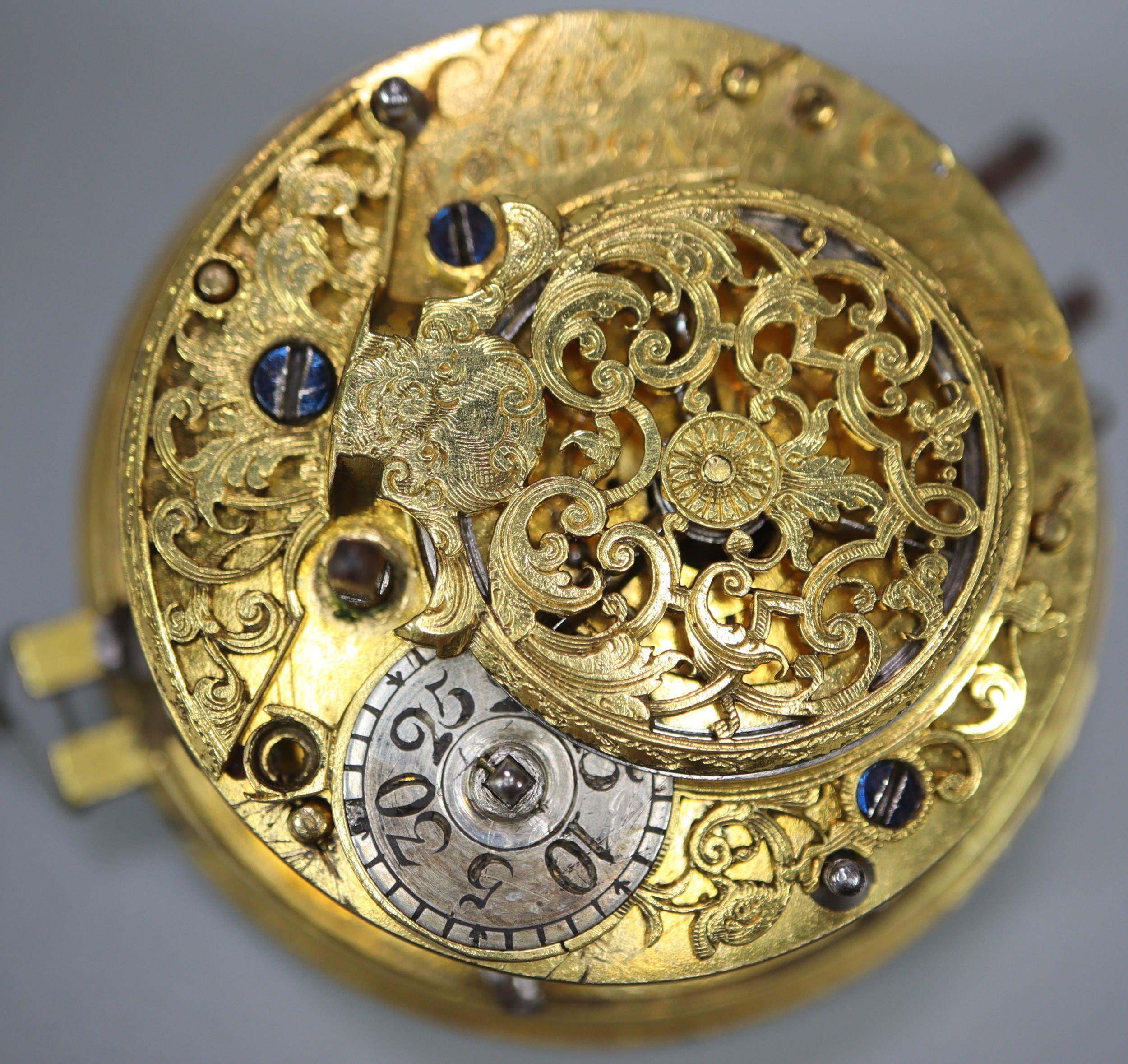 18th century pocket watch movement only by Andrew Dunlop of London, having Fusee movement with - Image 2 of 4