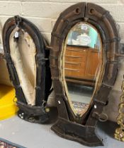 Novelty mirror in the form of a Shire Horse collar together with another Shire Horse collar. (2) (