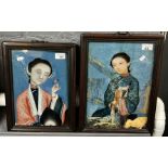 Chinese School, female portrait studies, two similar in hardwood glazed frames (1 AF). 31x22cm