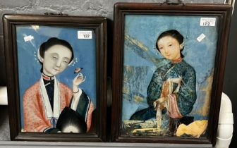 Chinese School, female portrait studies, two similar in hardwood glazed frames (1 AF). 31x22cm