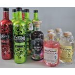 Collection of Corkys Sour Cherry and Sour Apple Schnapps (6). Together with three Mo Chara Irish Gin