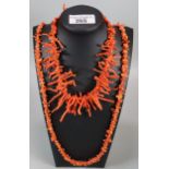 Two coral necklaces. (B.P. 21% + VAT)