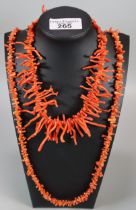 Two coral necklaces. (B.P. 21% + VAT)