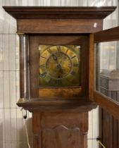 18th century oak brass faced 30 hour long case clock, un-named. (B.P. 21% + VAT)