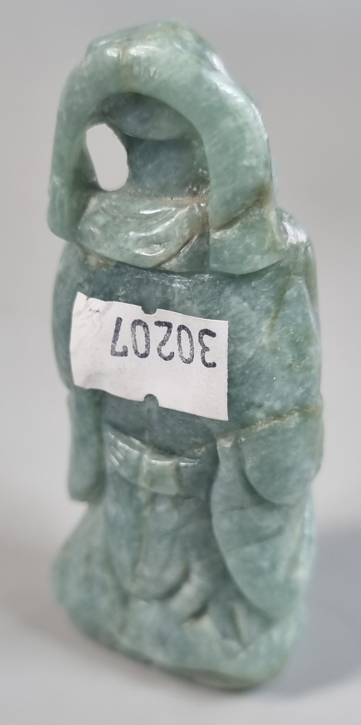 Small Chinese green hardstone carving of an Immortal. 9.5cm high approx. (B.P. 21% + VAT) - Image 2 of 4