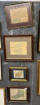 Group of four maps of Wales: Cardiganshire, Carmarthenshire, Pembrokeshire. Framed and glazed. (