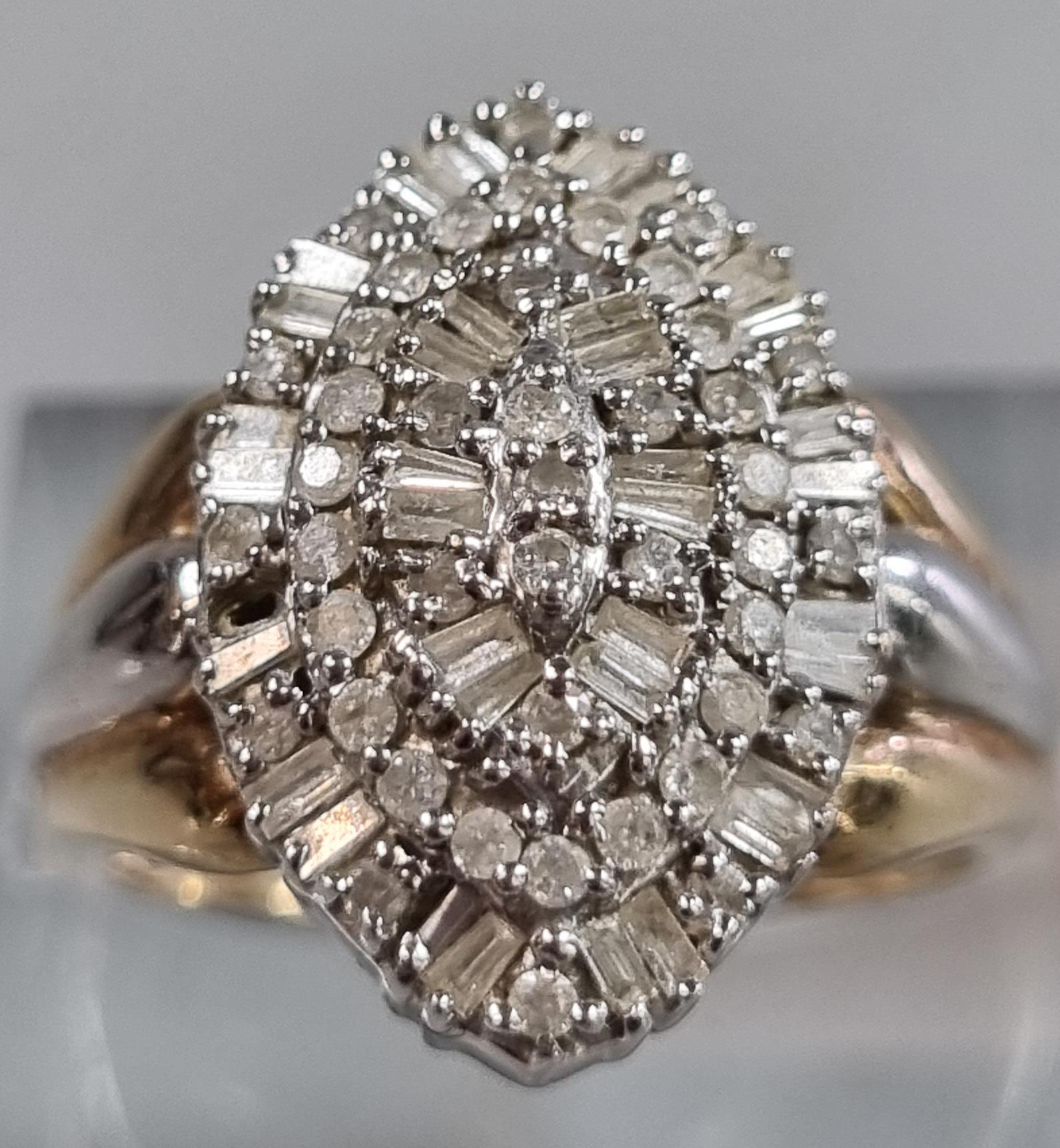 Gold diamond pear shaped cluster ring. Unmarked. 6.5g approx. Size O. (B.P. 21% + VAT) - Image 2 of 3