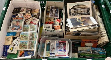 Collection of postcards, advertising matchboxes, USA Baseball Trading Cards, Royals, Astros, Pirates