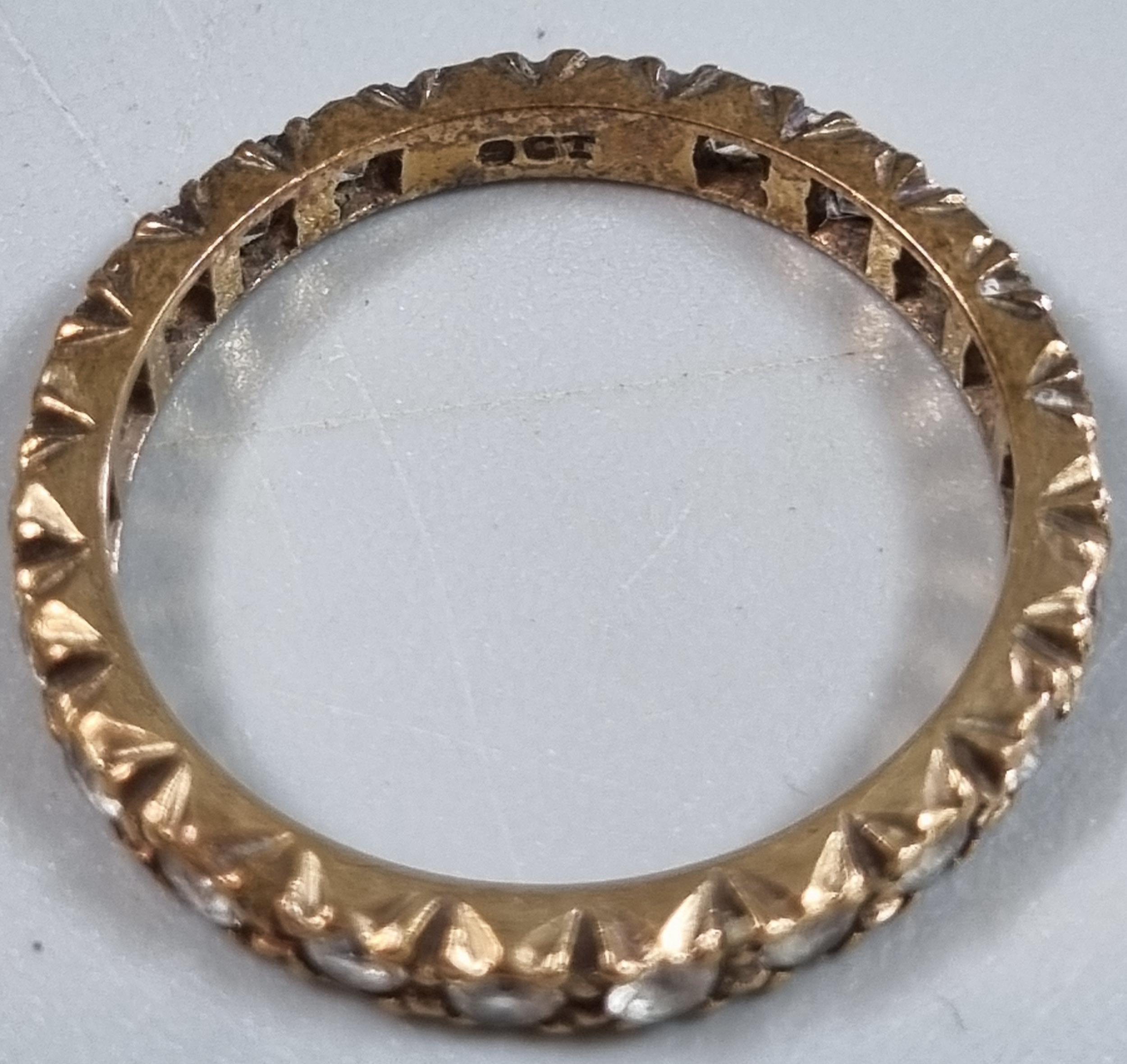 9ct gold full eternity style ring with white paste stones. 1.8g approx. Size M1/2. (B.P. 21% + VAT) - Image 3 of 4