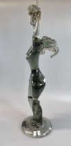 G.Toffolo, Murano glass statue of a nude woman holding a bunch of grapes. Engraved signature to