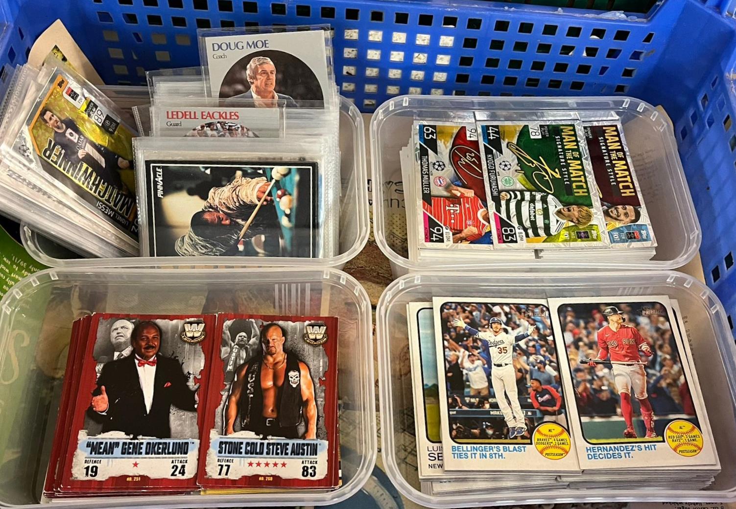 Large collection of sports Trading cards to include: Wresting Foil Cards (signature style) and