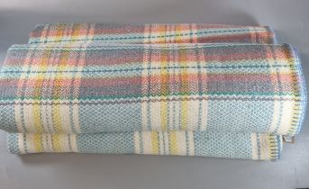 Vintage multi-coloured Welsh woolen blanket with Derw Product made in Wales label. 223x200cm approx.