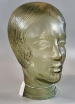 Vintage moulded glass mannequin head sculpture for wigs/hats. (B.P. 21% + VAT)