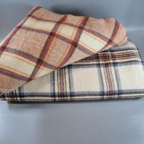 Two multi-coloured Welsh checked blankets. (2) (B.P. 21% + VAT)