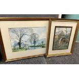 Group of assorted furnishing pictures: watercolours, prints, oils etc., including a study by