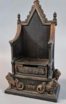 Vintage Harper cast metal moneybox in the form of 1953 Coronation throne. (B.P. 21% + VAT)