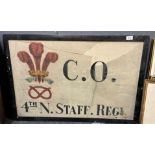 Group of military interest items from the same family to include: a painted crest 'C O 4th North