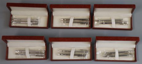 Collection of cased silver 925 pens in fitted cases. Six cases, twelve pens. (B.P. 21% + VAT)