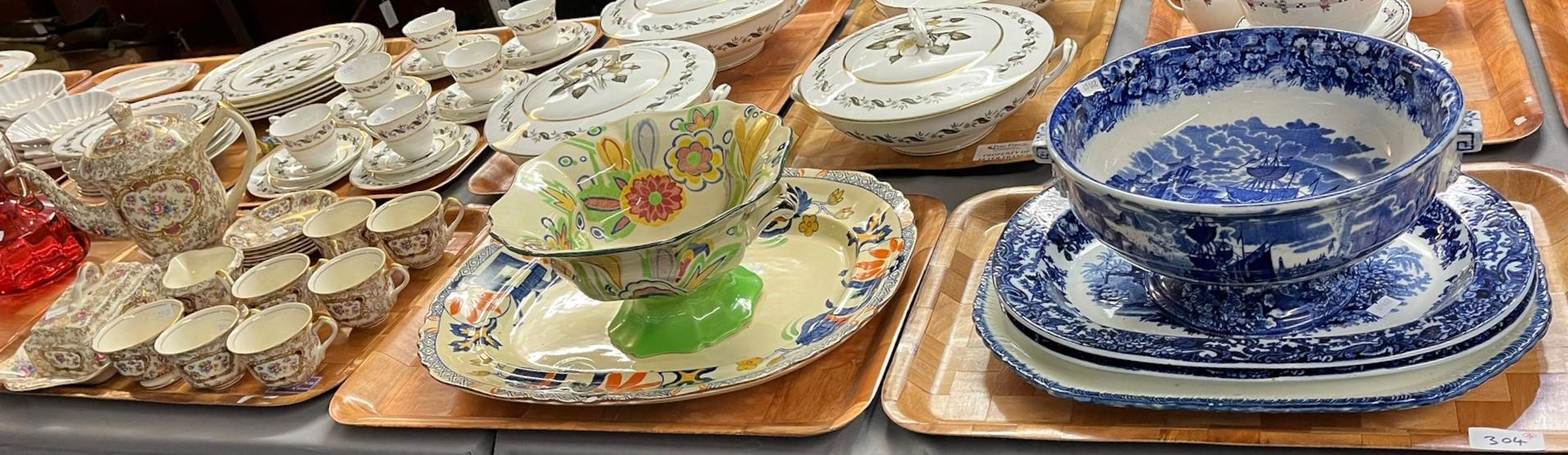 Group of assorted china to include: 19th century Swansea Pottery Baker Bevan and Irvin feather edged