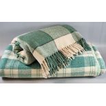 Two similar green and white checked Welsh blankets. (2) (B.P. 21% + VAT)